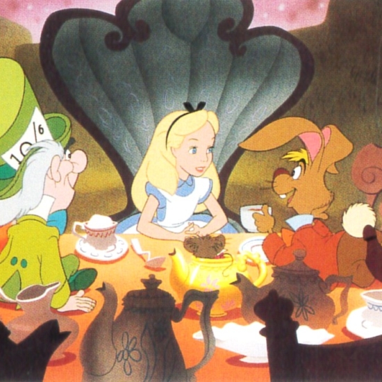 ディズニーアニメーションの絵画作品　タイトルは、不思議の国のアリス